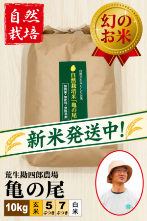 ◆新米発送中◆【自然栽培米】 亀の尾 10㎏  荒生勘四郎農場  令和8年産